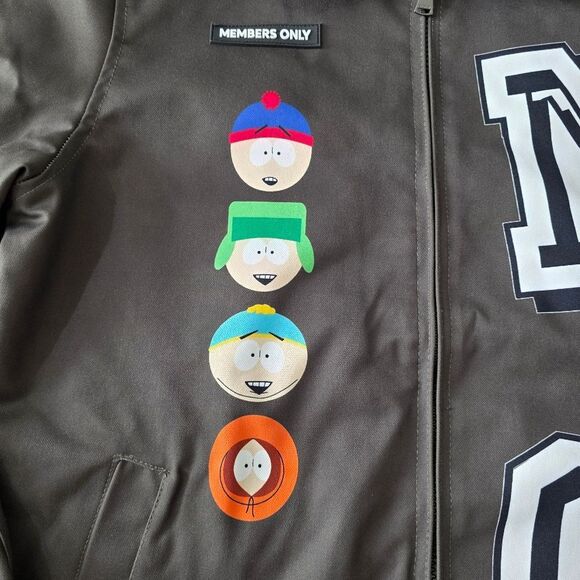 Members Only X South Park Limited Edition Jacket Dark Green Full Zip Collared M - Picture 3 of 10